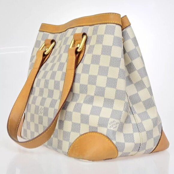 LOUIS VUITTON Hampstead PM Shoulder Bag Damier Azur Leather White - Picture 12 of 16